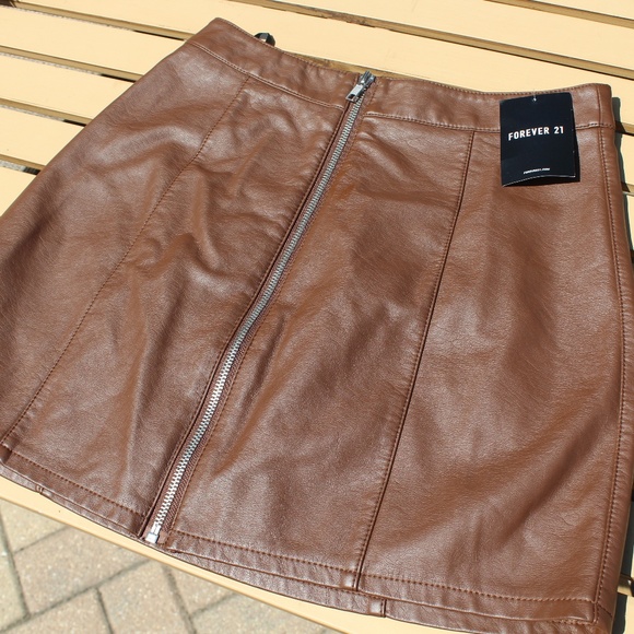 Brown Leather Skirt Forever 21 - Picture 1 of 5